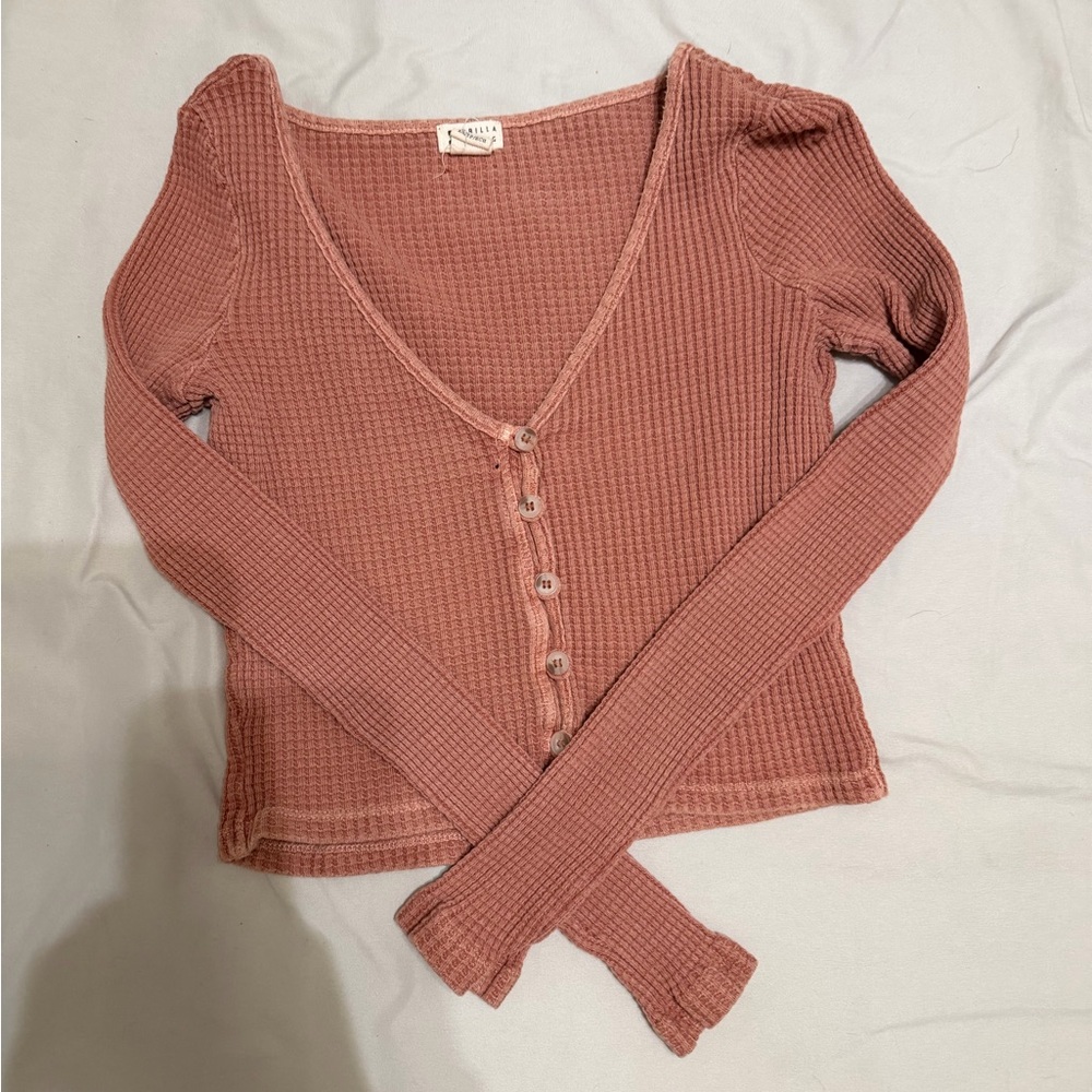 Billabong Mauve Button-Down Ribbed Top